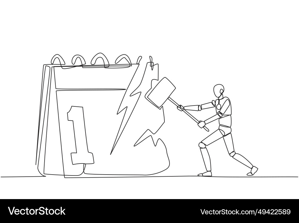 Single continuous line drawing smart robotic Single continuous line drawing smart robotic vector image