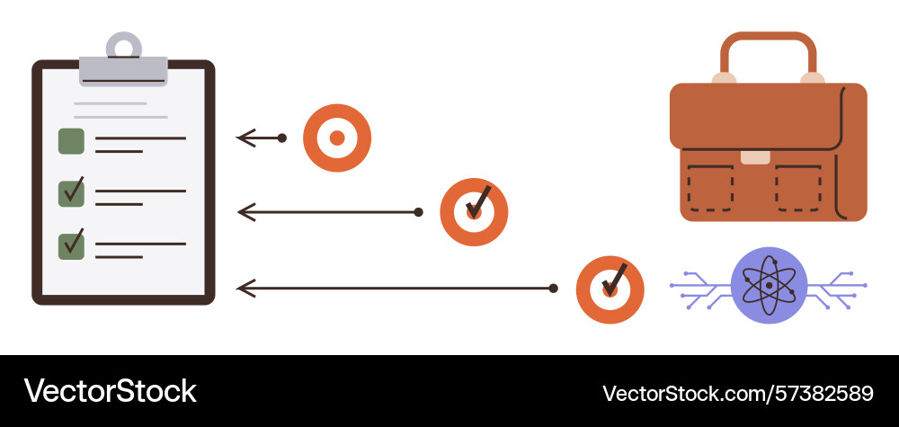 Task checklist with workflow progress leading Task checklist with workflow progress leading vector image