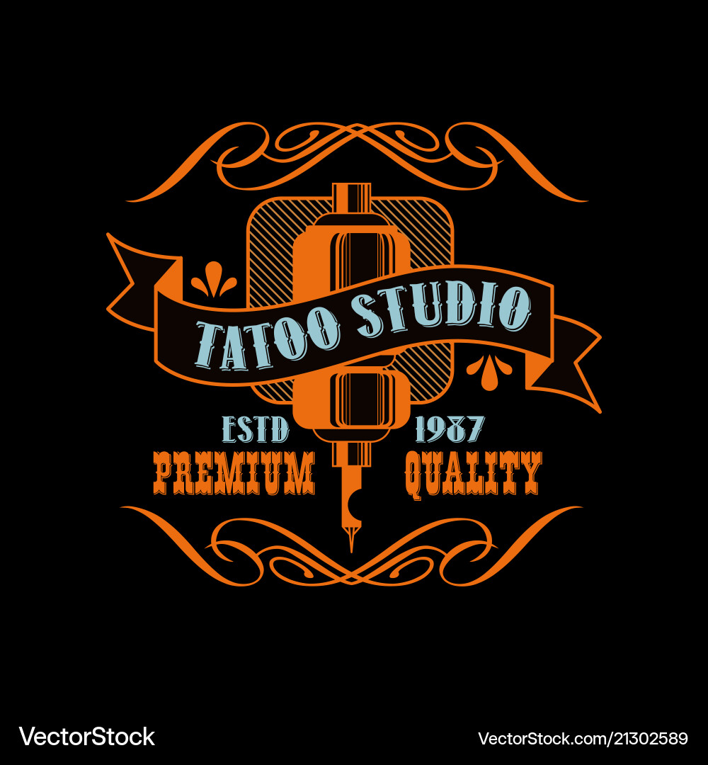 Tattoo studio logo design premium quality estd Tattoo studio logo design premium quality estd vector image