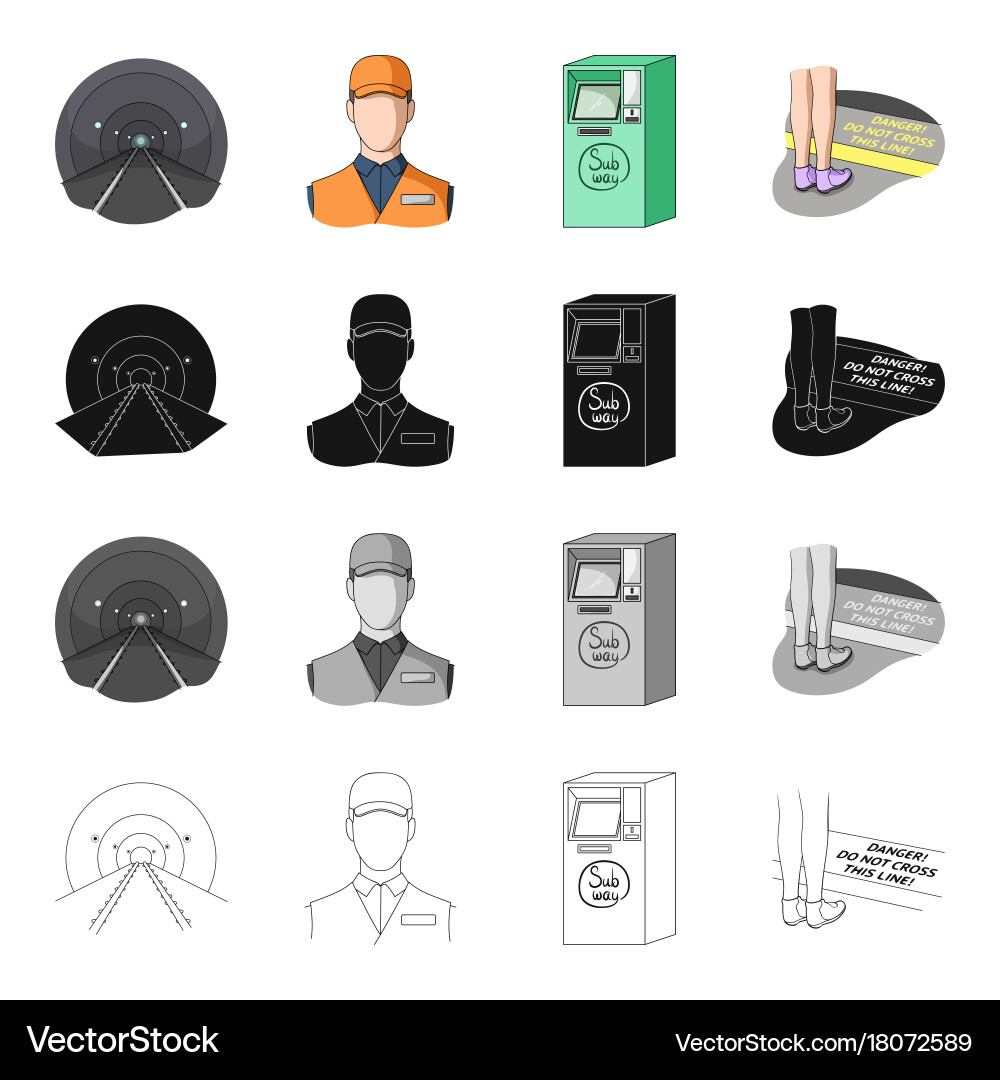 Tunnel rails lighting and other web icon Vector Image