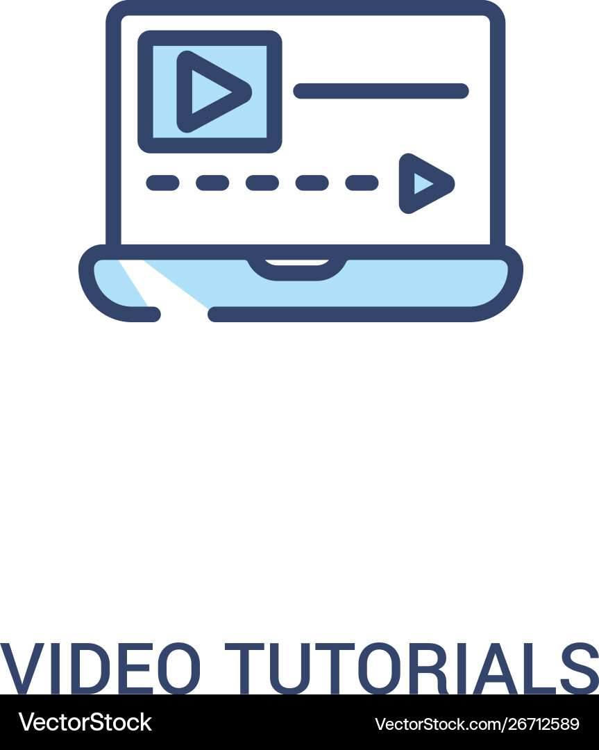 Video tutorials concept 2 colored icon simple vector image