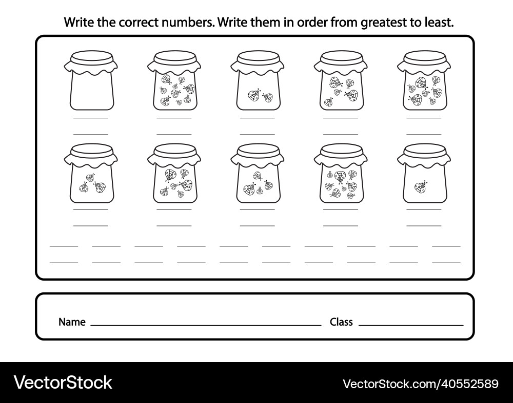 Write the correct numbers color picture Write the correct numbers color picture vector image