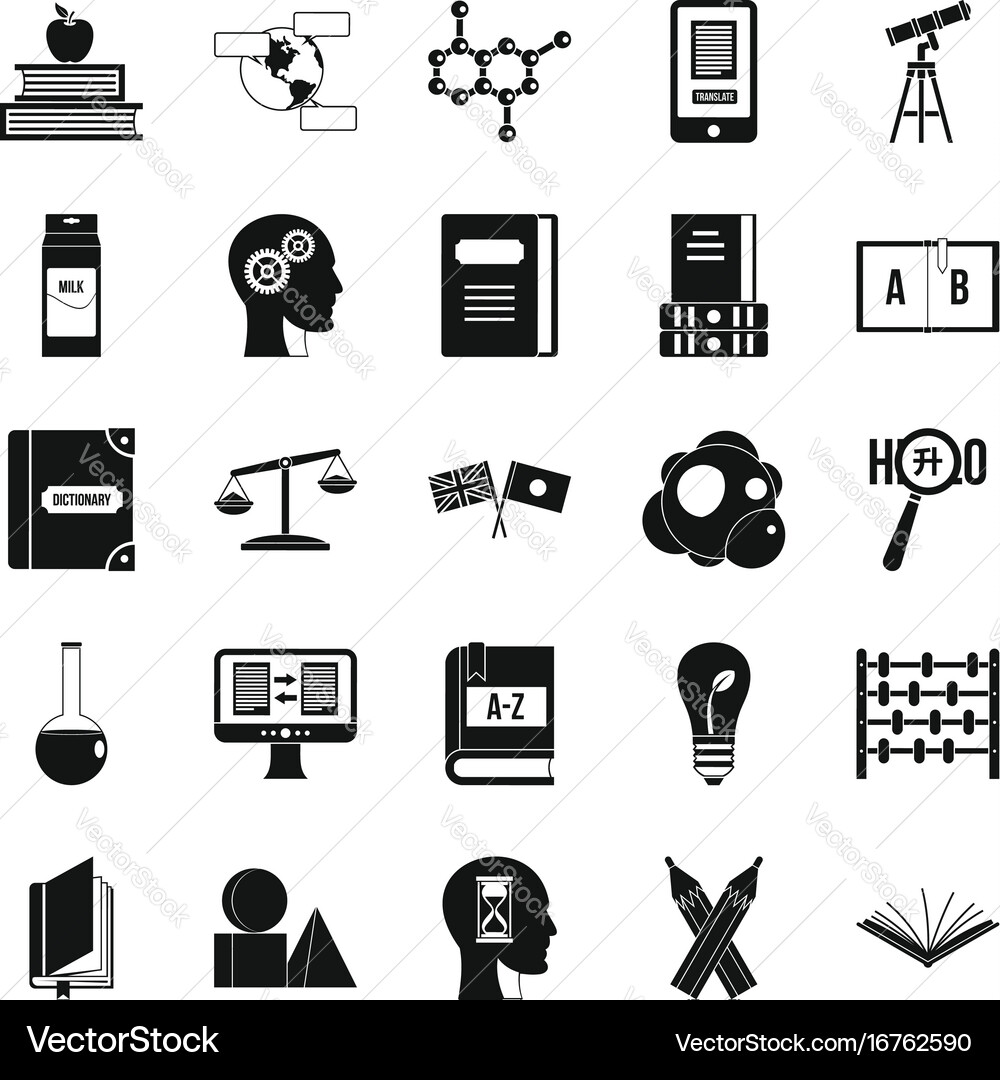 Answers on questions icons set simple style Vector Image