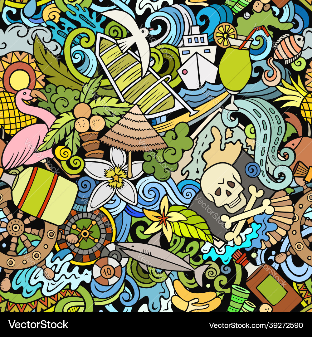 Cartoon doodles bahamas seamless pattern Cartoon doodles bahamas seamless pattern vector image