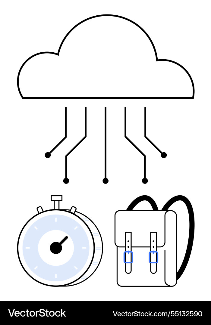 Cloud computing concept with stopwatch Vector Image