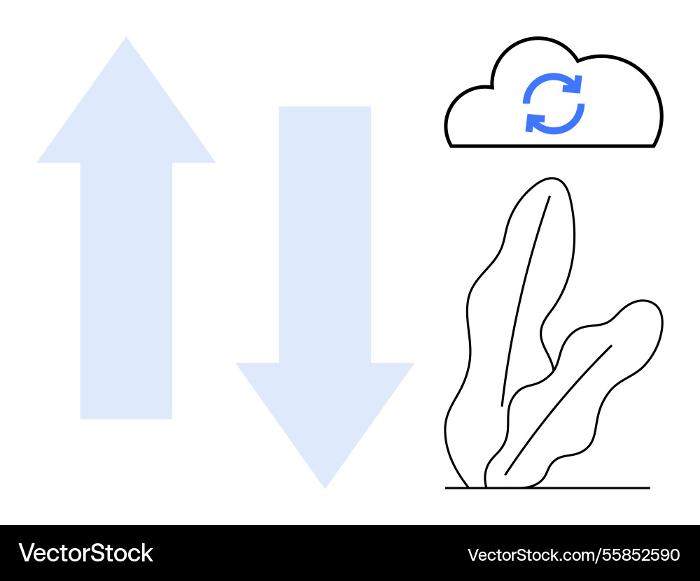 Cloud synchronization with up and down arrows Cloud synchronization with up and down arrows vector image