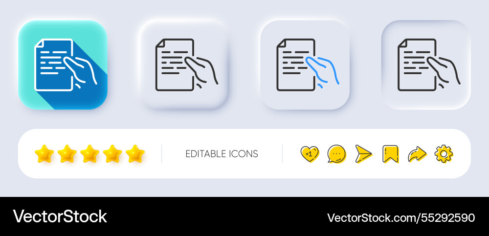 Document line icon hold doc file page sign Document line icon hold doc file page sign vector image