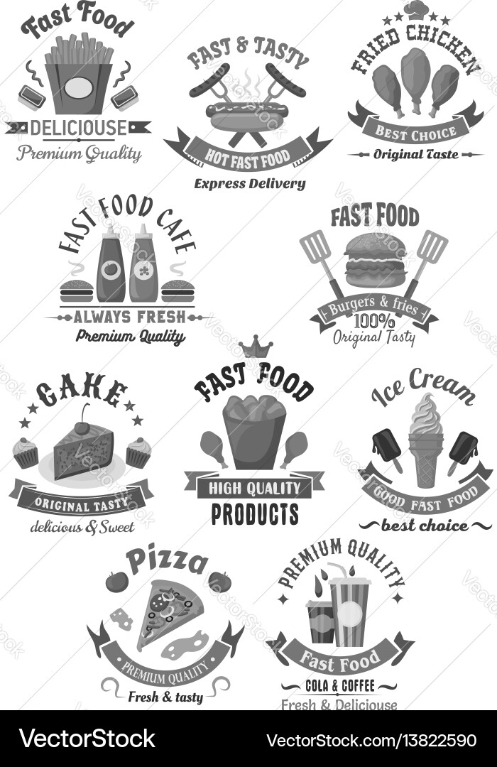 Fast food icons set for restaurant menu Fast food icons set for restaurant menu vector image