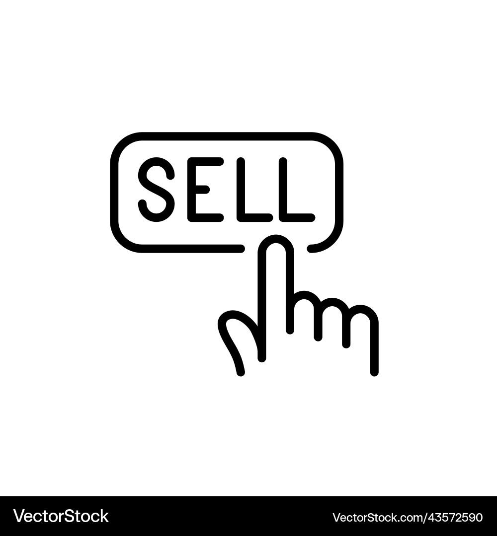 Finger clicking on sell button pixel perfect Finger clicking on sell button pixel perfect vector image