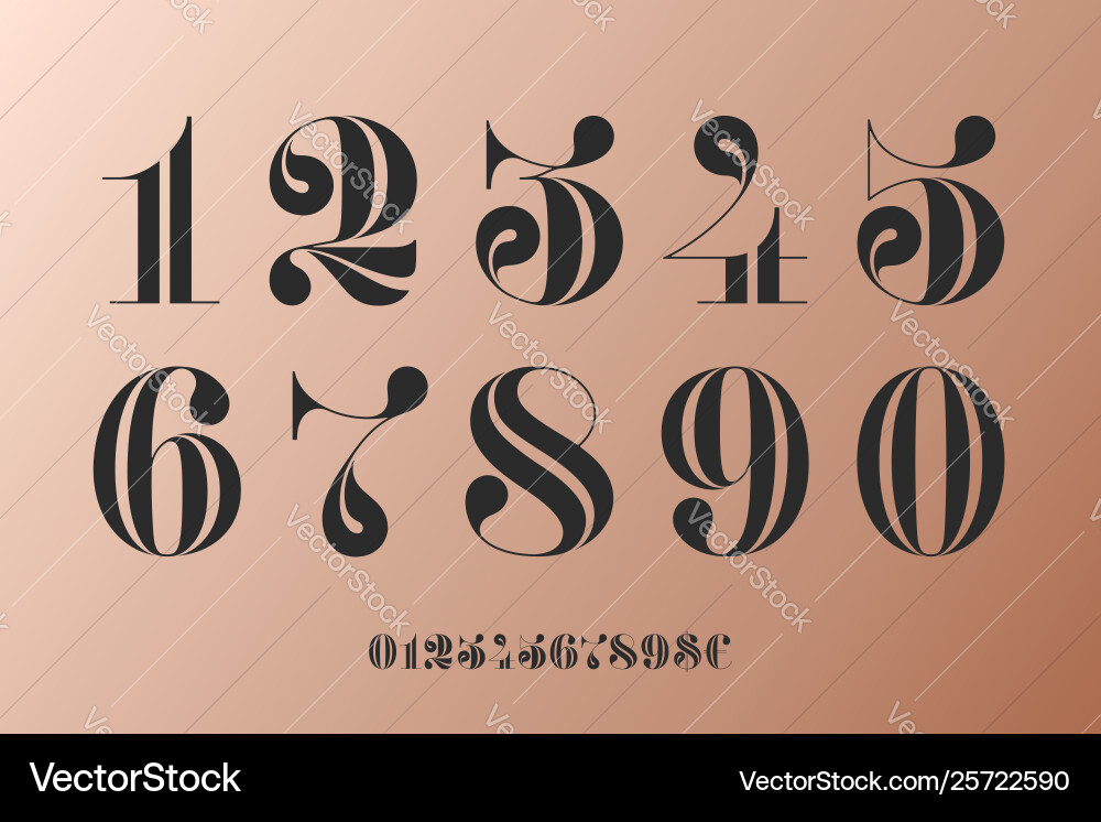Font numbers in classical french didot Royalty Free Vector