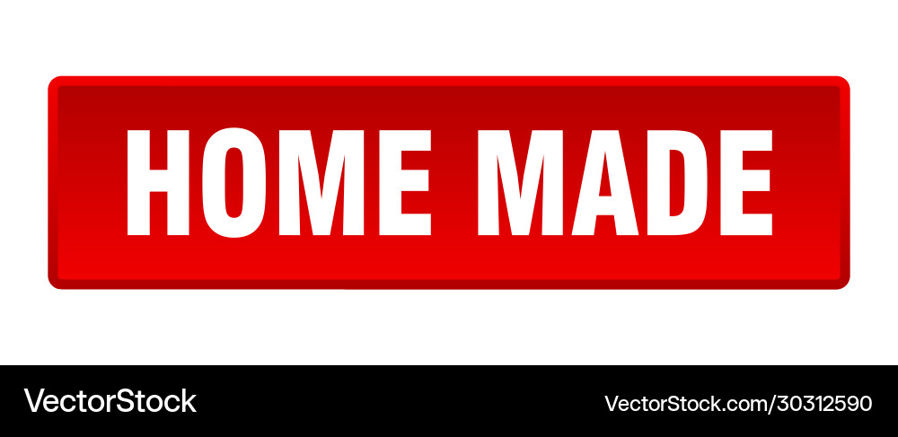 Home made button square red push vector image