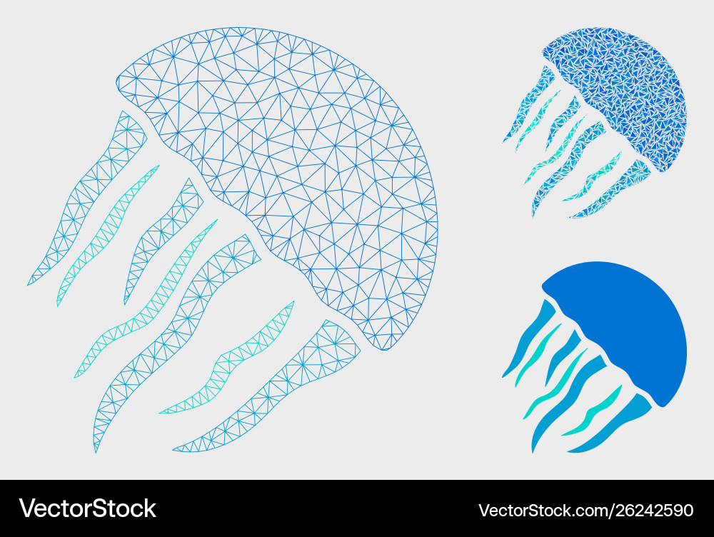 Jellyfish mesh network model and triangle Jellyfish mesh network model and triangle vector image