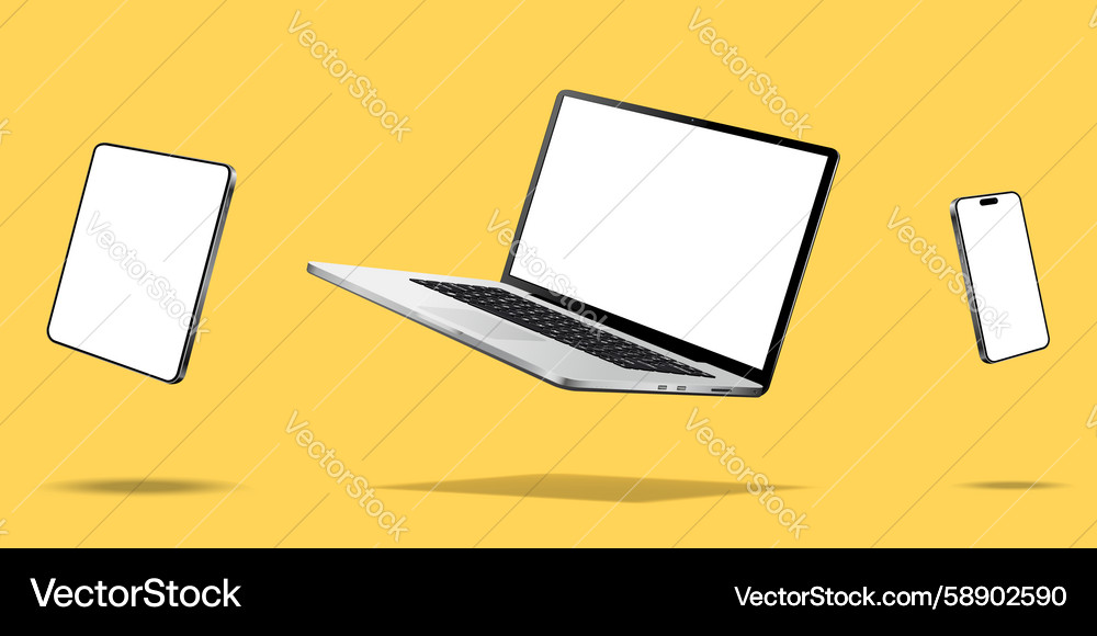 Levitating Devices - Laptop, Phone, Tablet Vector Image