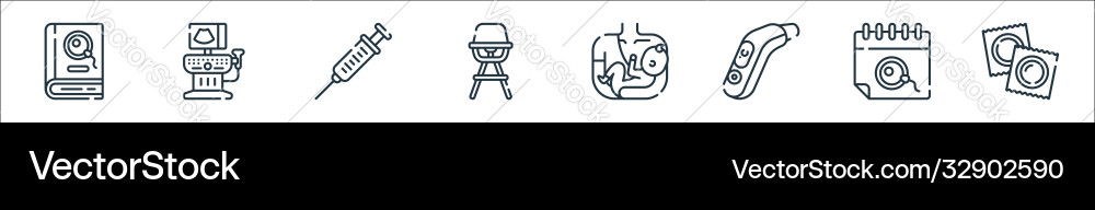 Maternity line icons linear set quality Maternity line icons linear set quality vector image