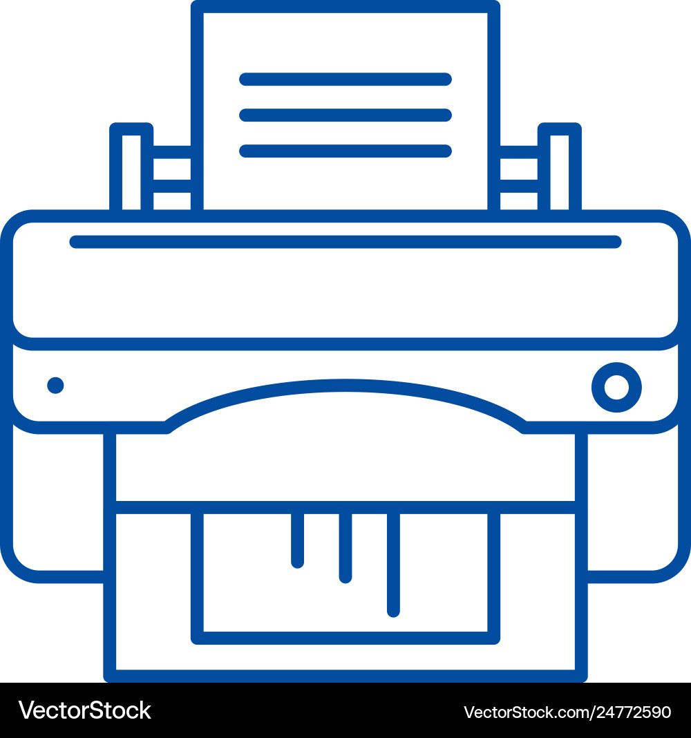 Office printer line icon concept Royalty Free Vector Image