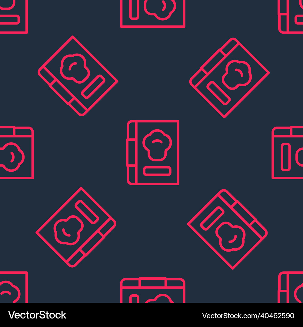 Red line cookbook icon isolated seamless pattern Red line cookbook icon isolated seamless pattern vector image
