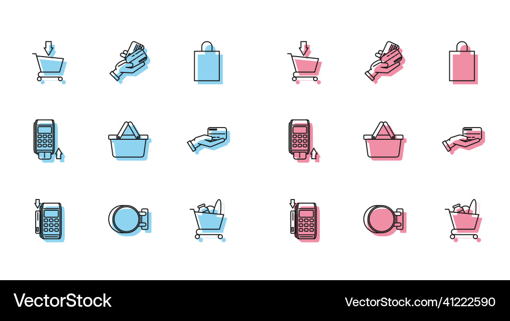 Set line pos terminal with inserted credit card Vector Image