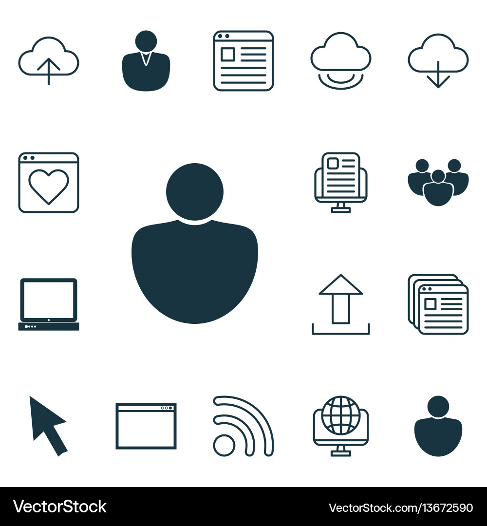 Set of 16 web icons includes program website Set of 16 web icons includes program website vector image
