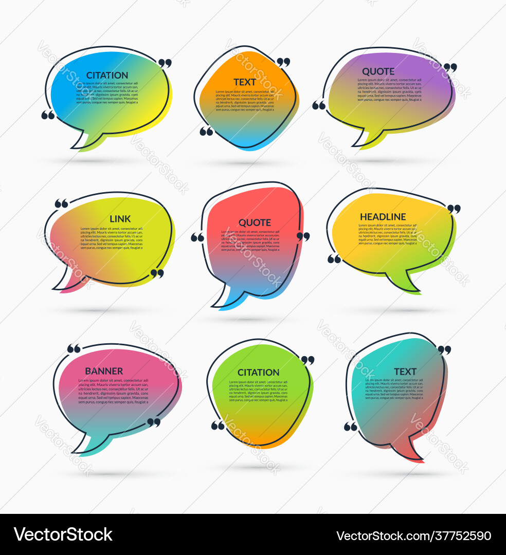 Set speech bubbles text frames quote boxes Set speech bubbles text frames quote boxes vector image