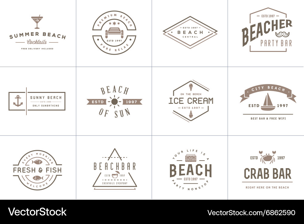 Strand & Sommer Elemente - Logo & Icon Set Vektorbild