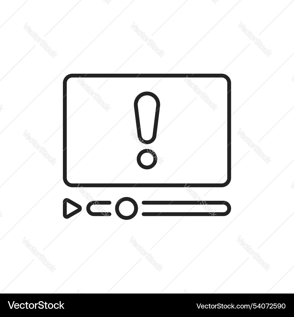 Thin line video streaming with failure or error Thin line video streaming with failure or error vector image