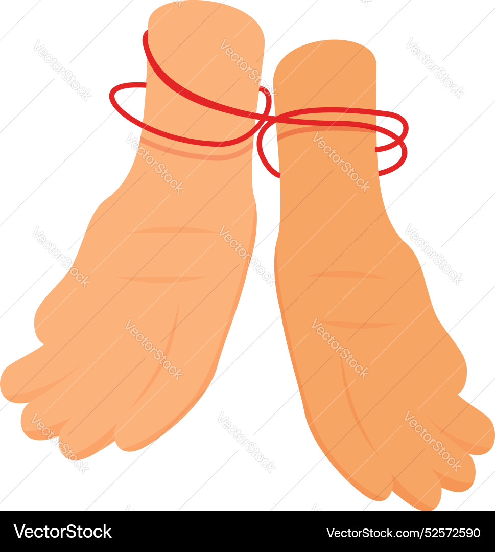 Two hands tied together with red string Two hands tied together with red string vector image