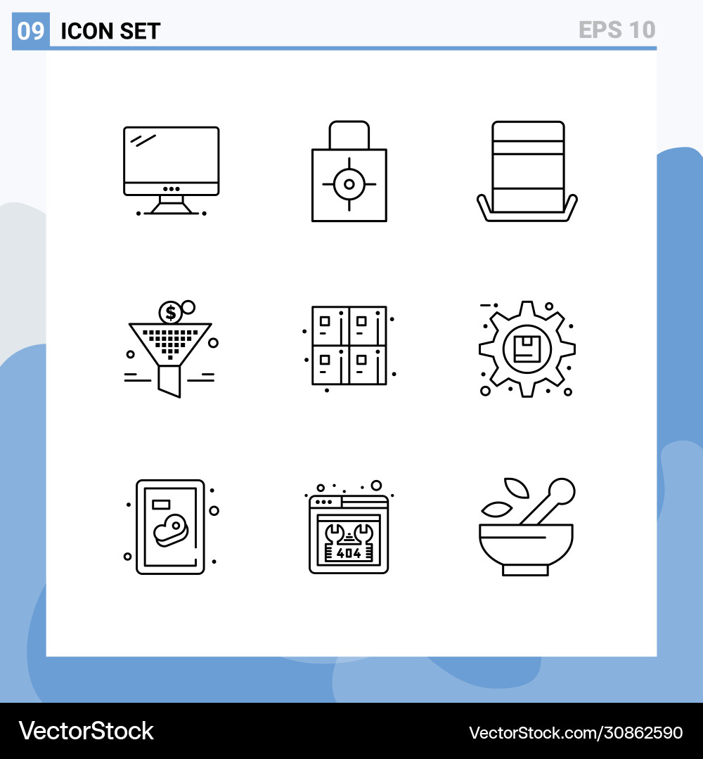 User interface pack 9 basic outlines return Vector Image