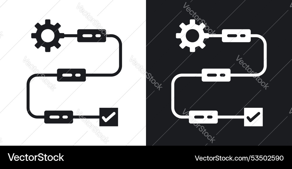 Workflow processline in thin line black color Workflow processline in thin line black color vector image