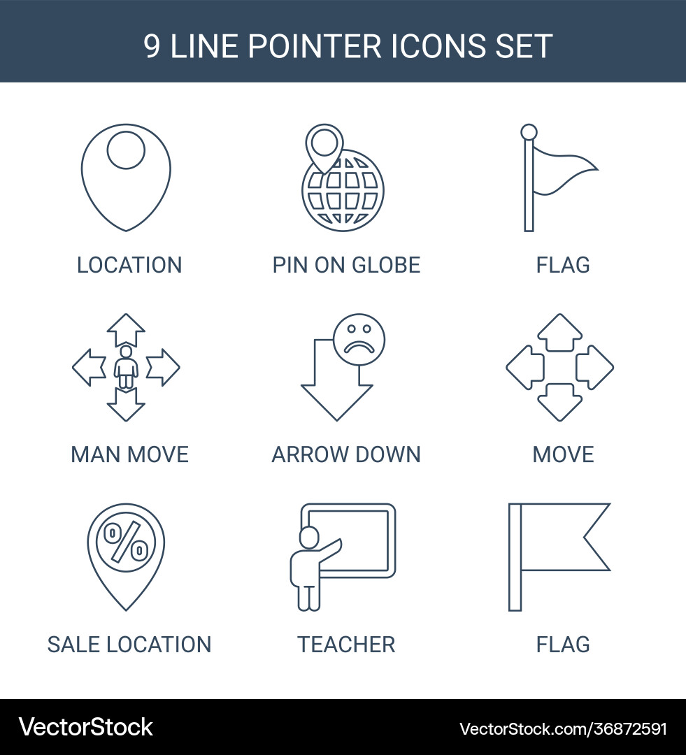 9 pointer icons Vector Image