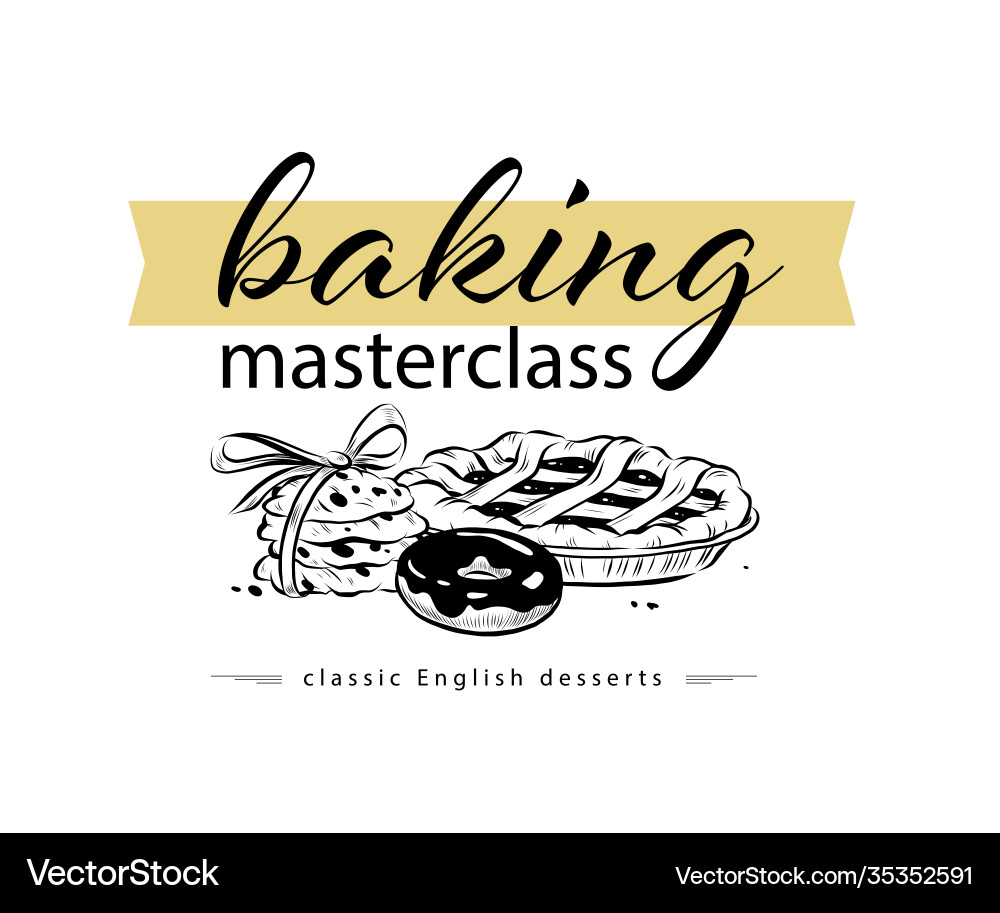 Backen Meisterklasse Emblem Design mit Hand gezeichnet Backen Meisterklasse Emblem Design mit Hand gezeichnet vektorbild