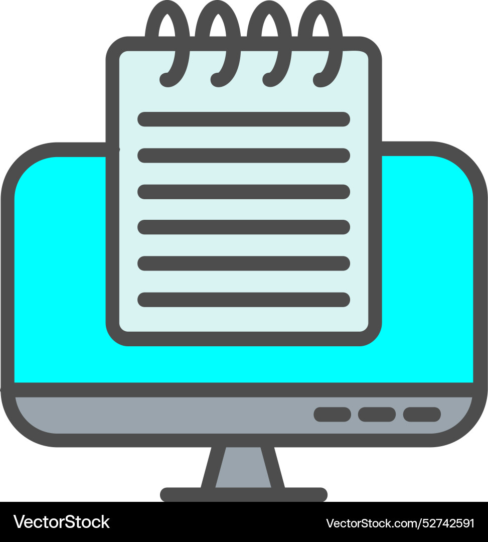 Desktop computer line filled icon design vector image