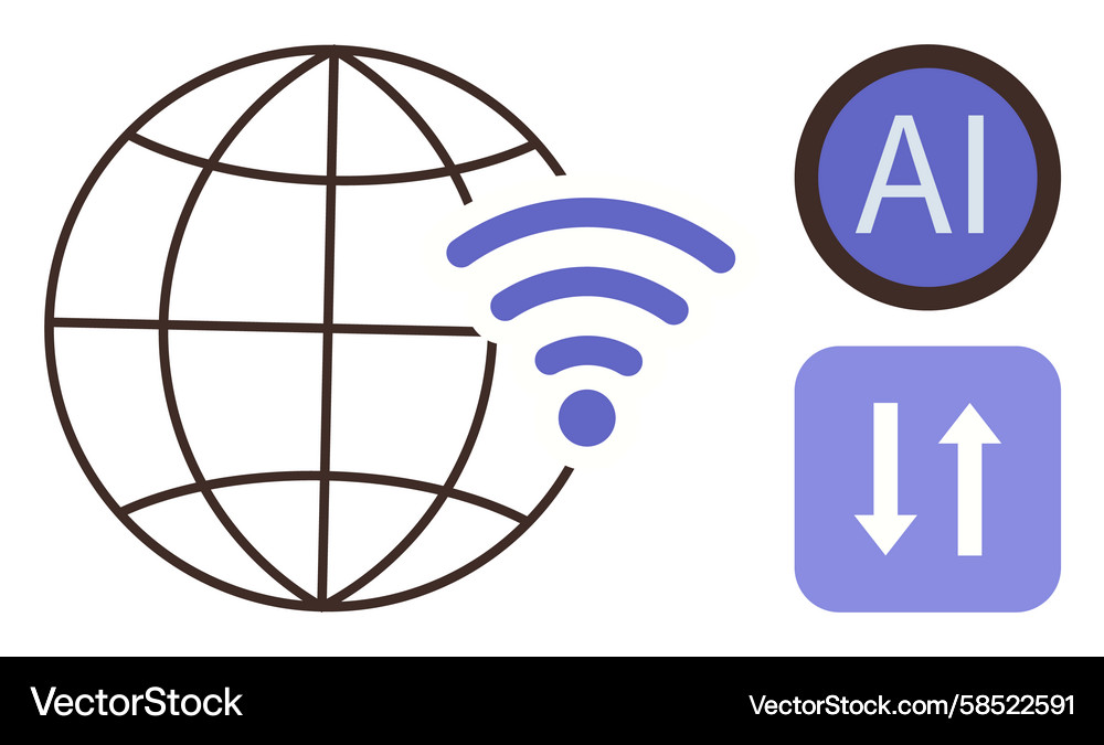 Global Data Exchange with AI Vector Image