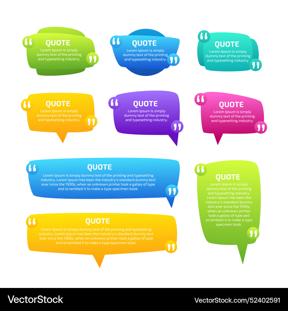 Gradient quote box frame collection Vector Image