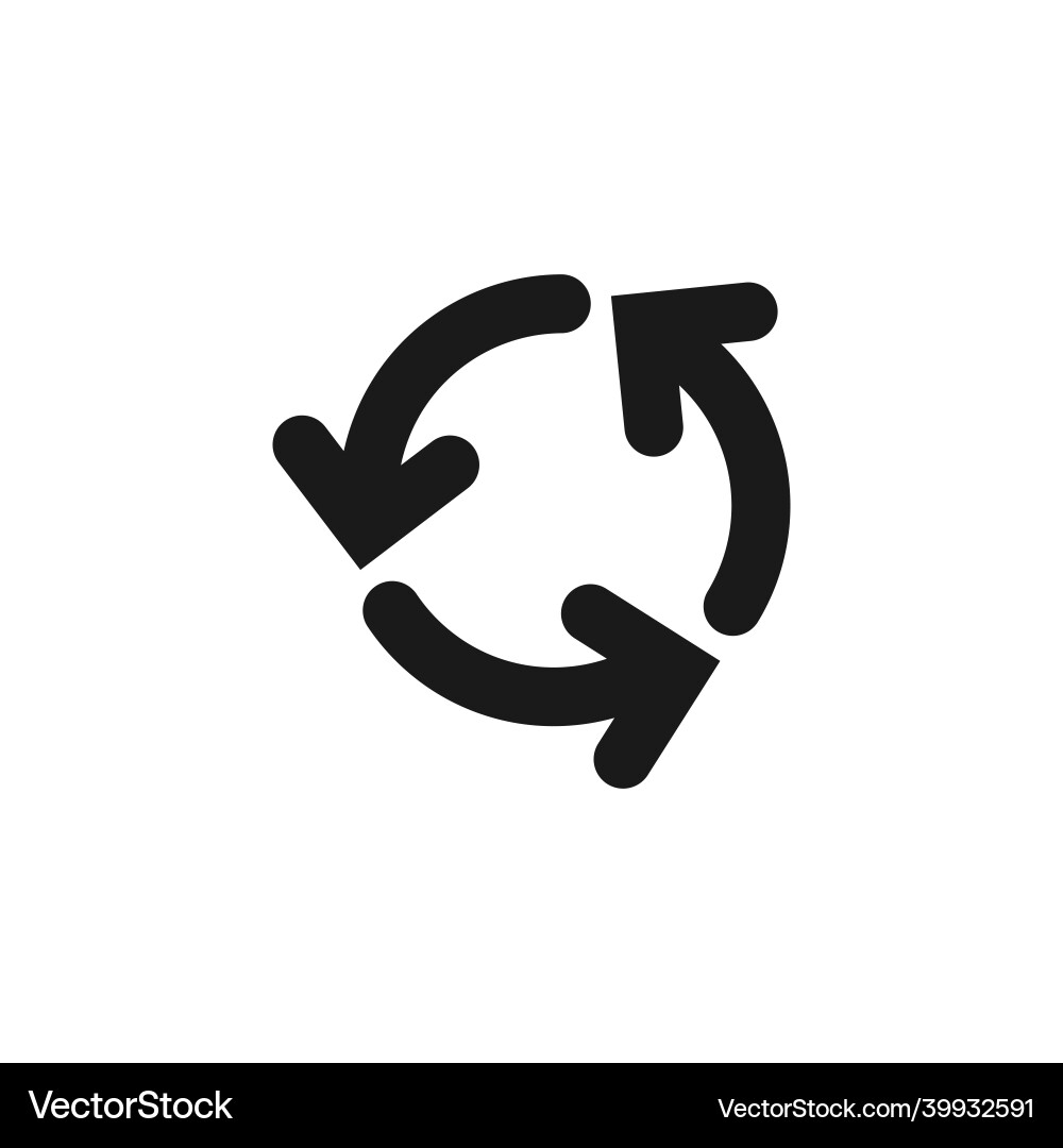 Refresh or reload icon three black round rotation Refresh or reload icon three black round rotation vector image