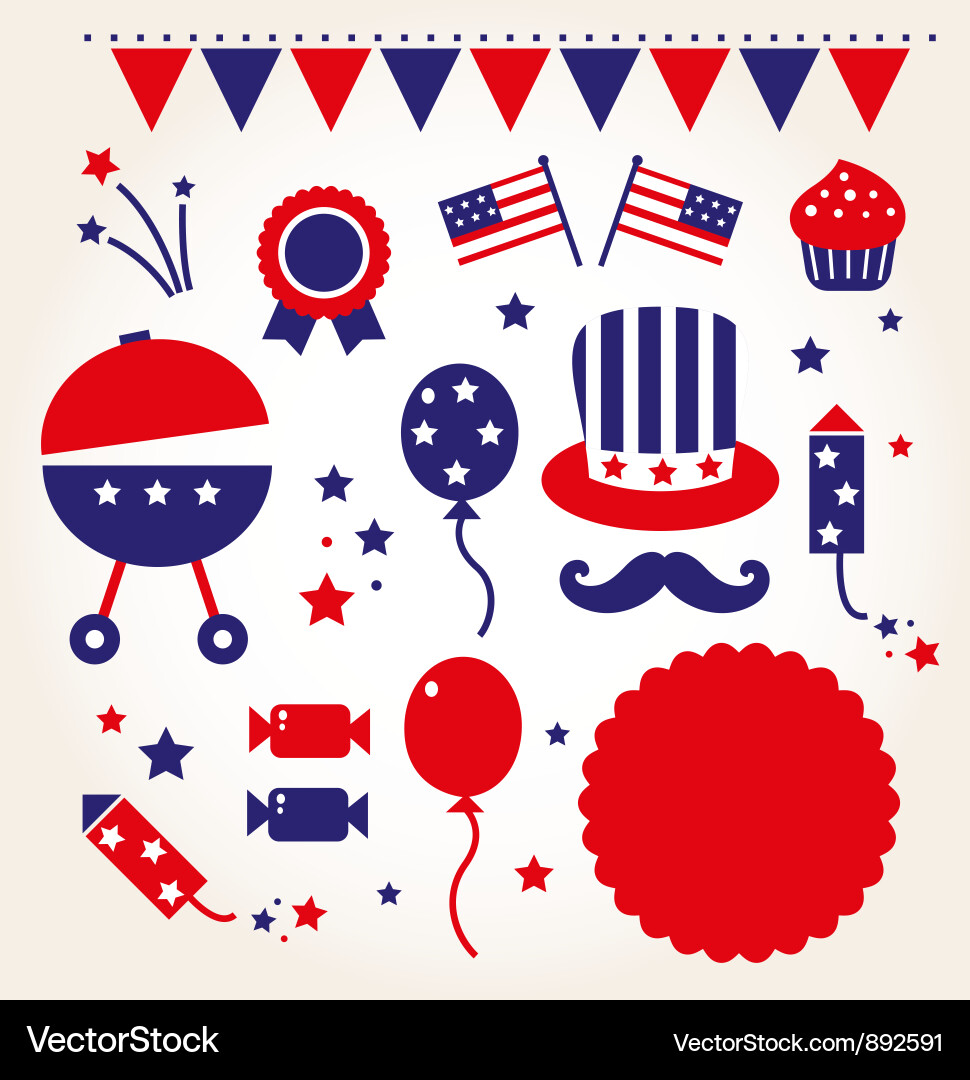 Retro Fourth of July Icons vector image