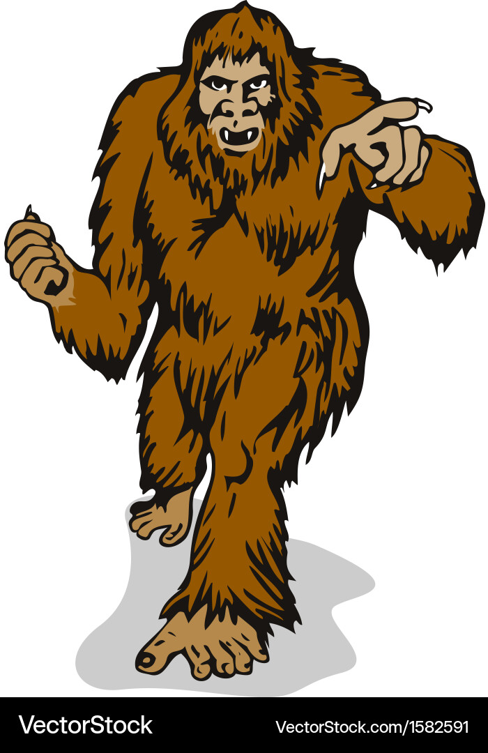 Retro Sasquatch Pointing Vector Image