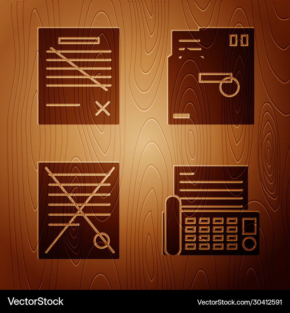 Set fax machine delete file document Vector Image