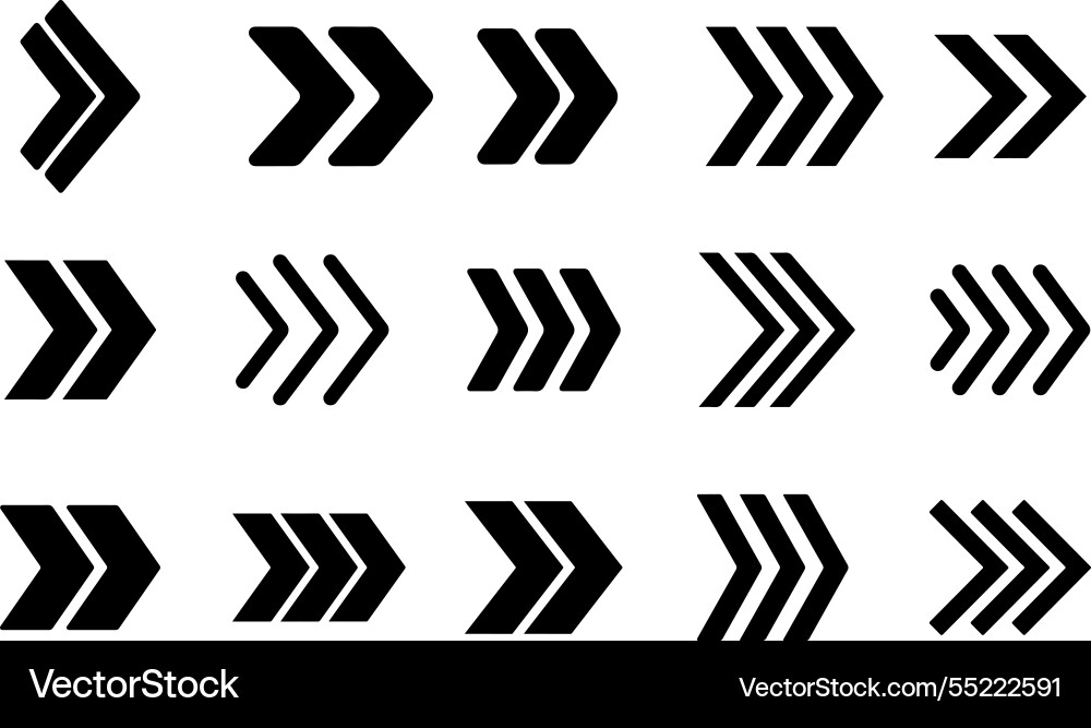 Set of triple arrow icons for web design or uiux Vector Image