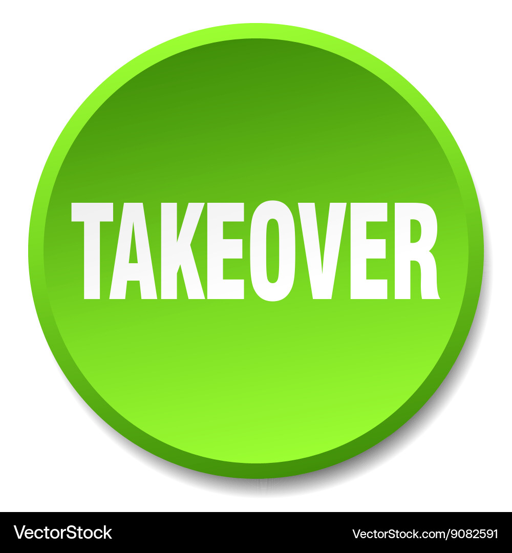 Takeover green round flat isolated push button vector image