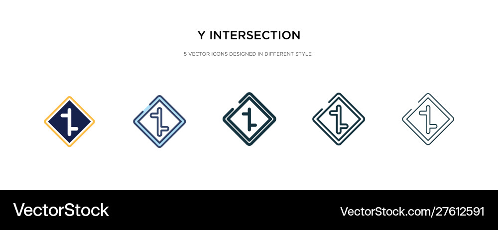 Y intersection icon in different style two vector image