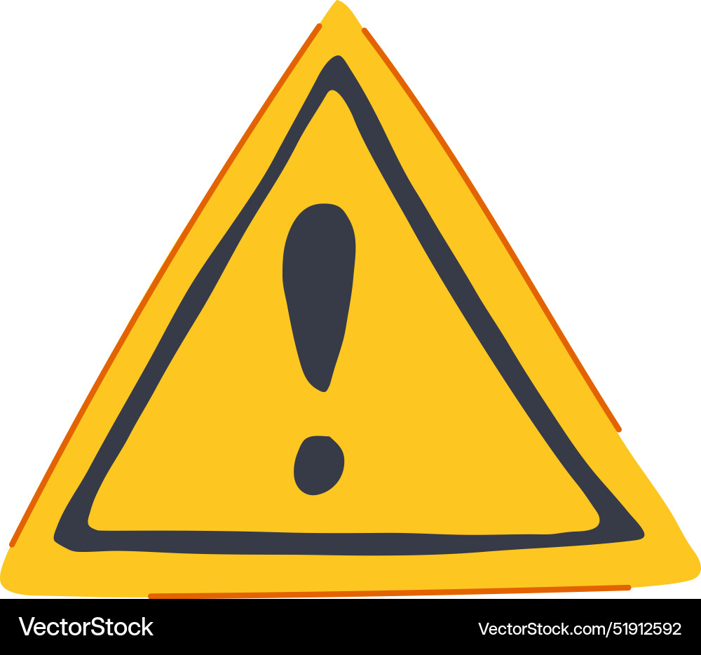 Alert yellow warning sign cartoon Royalty Free Vector Image