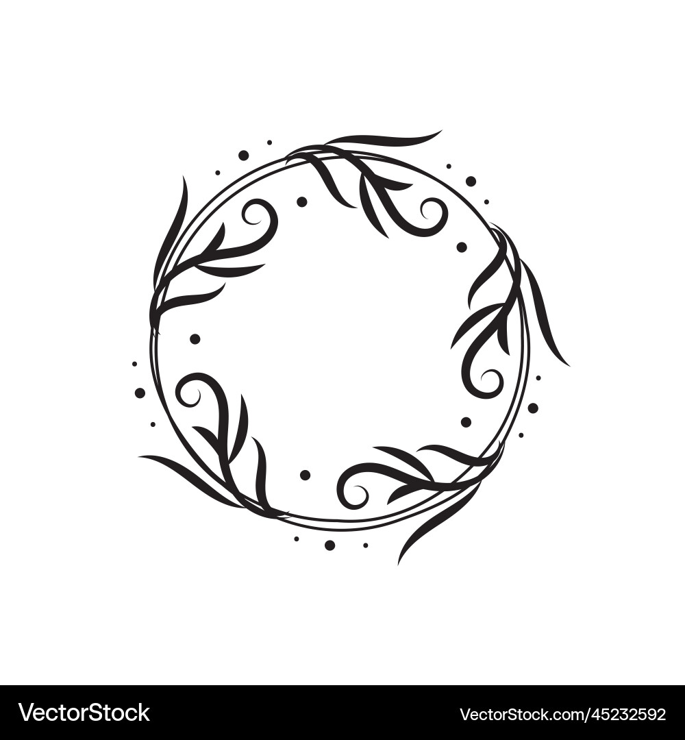 Artistic floral round frame flat design art Artistic floral round frame flat design art vector image