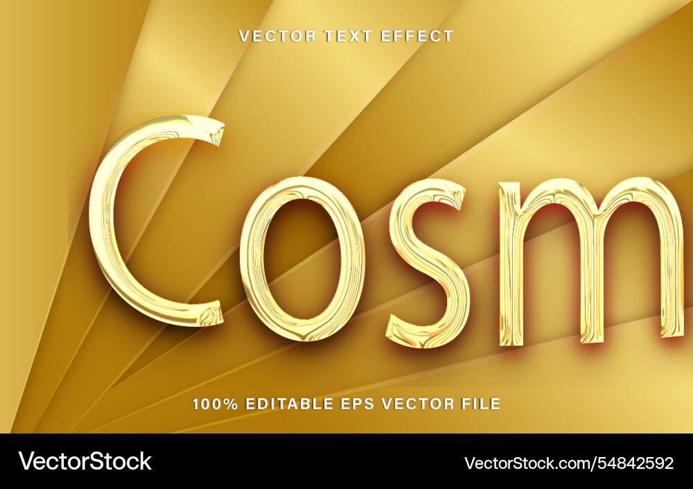 Cosmic 3d text effect with gold color vector image
