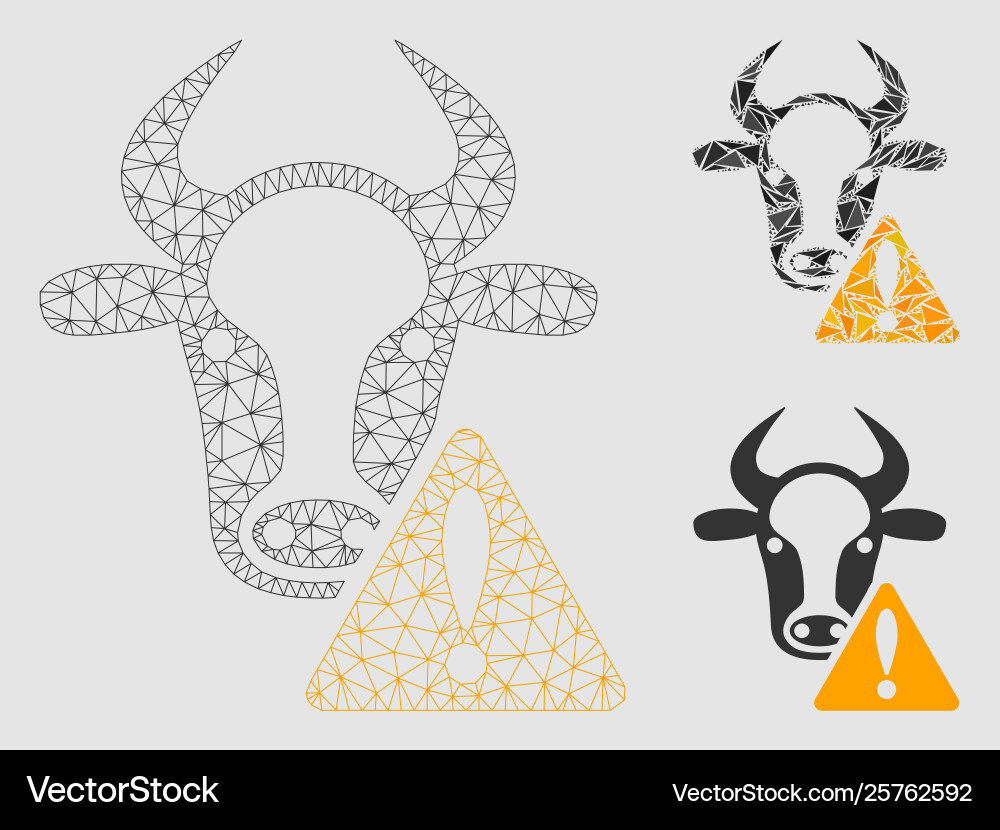 Cow warning mesh network model and triangle Cow warning mesh network model and triangle vector image