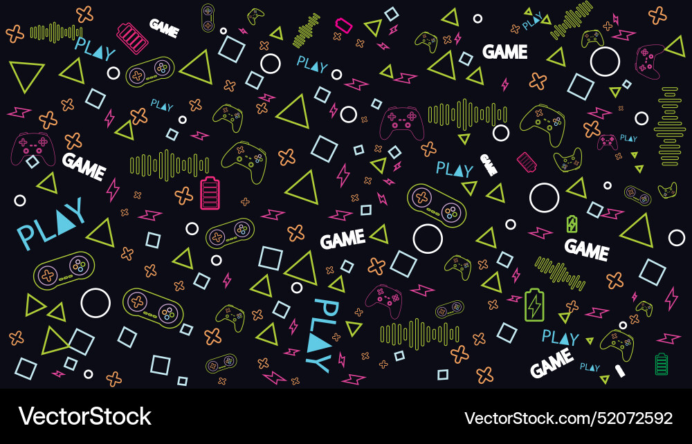 Game background with gamepad joystick geometric vector image
