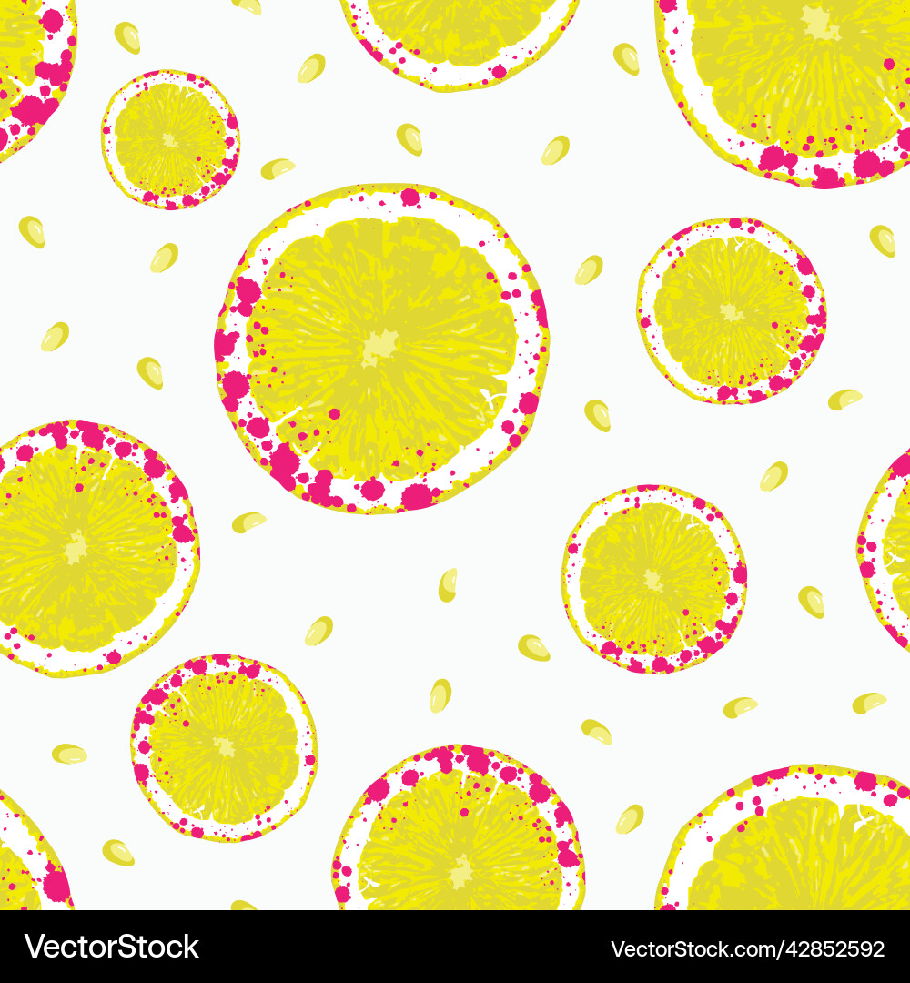 Lemon slices with seeds seamless pattern Lemon slices with seeds seamless pattern Vector Image