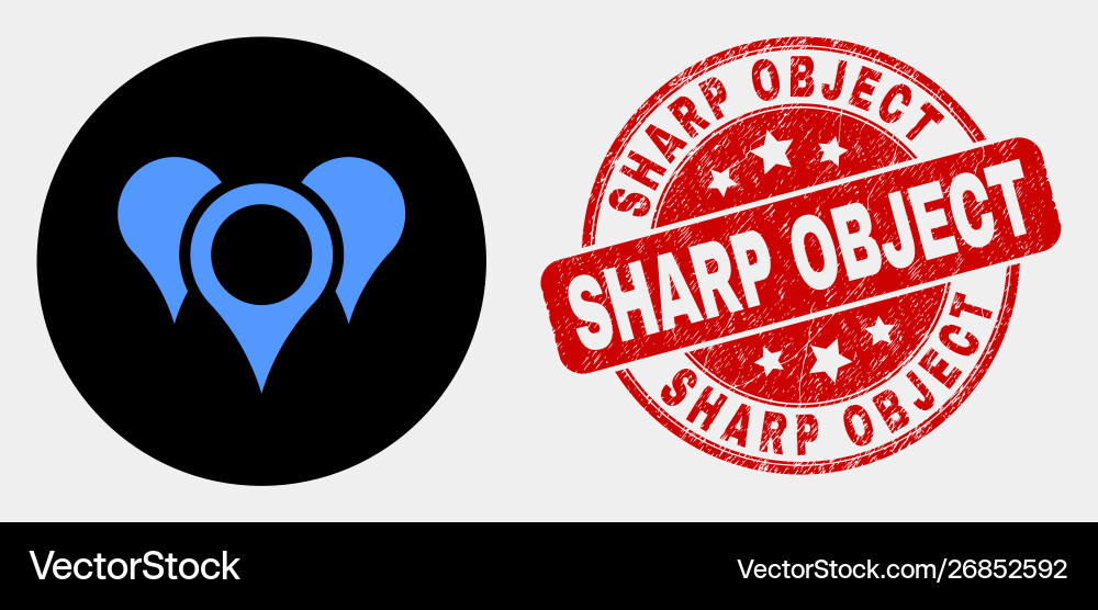 Map pointers icon and distress sharp object Map pointers icon and distress sharp object vector image