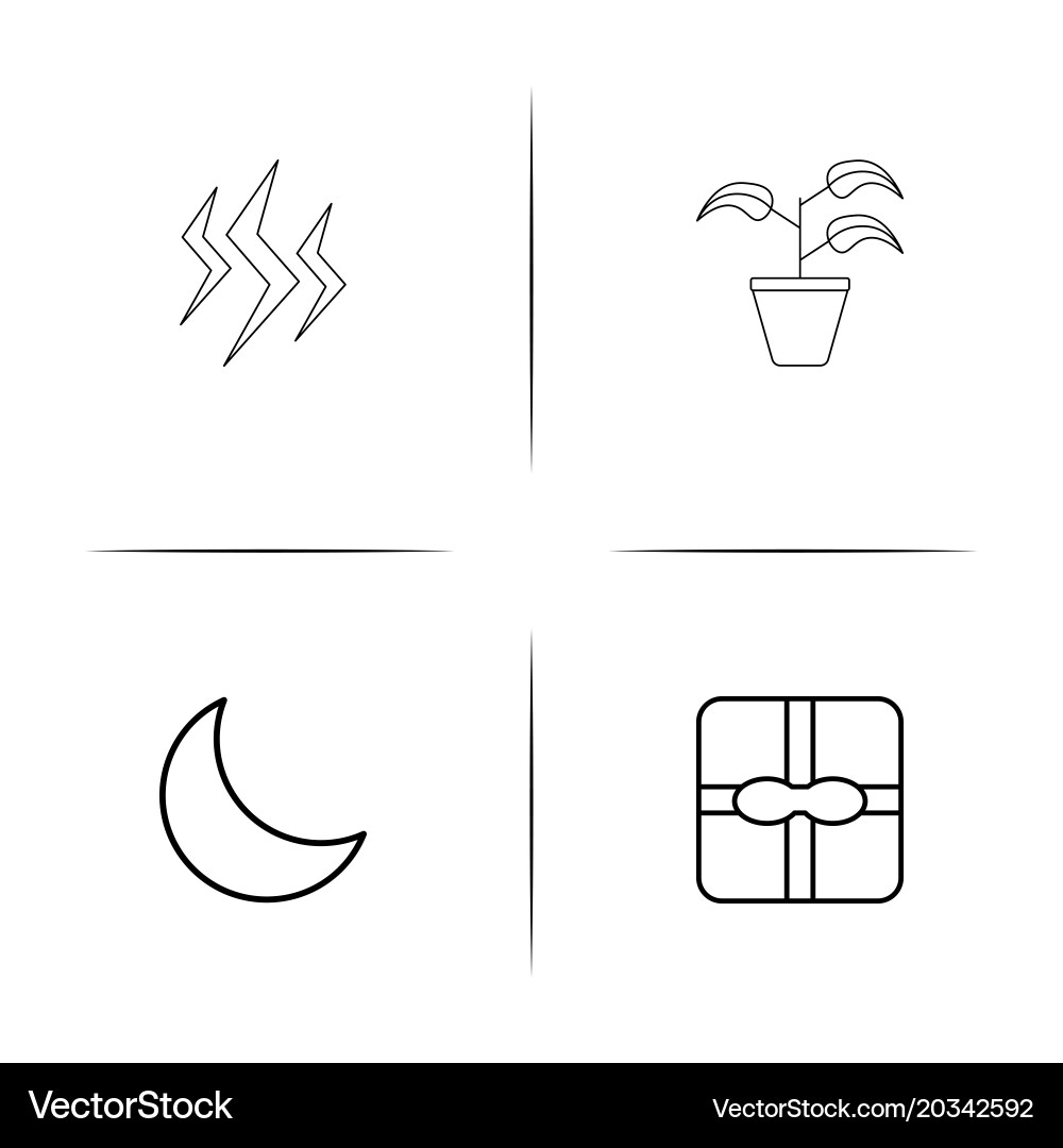 Nature simple linear icon setsimple outline icons Vector Image