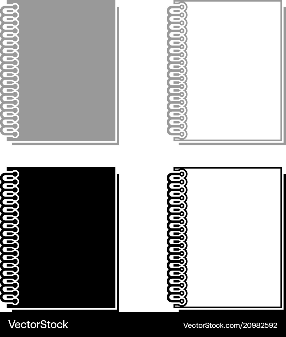 Notebook with spring icon set grey black color Vector Image