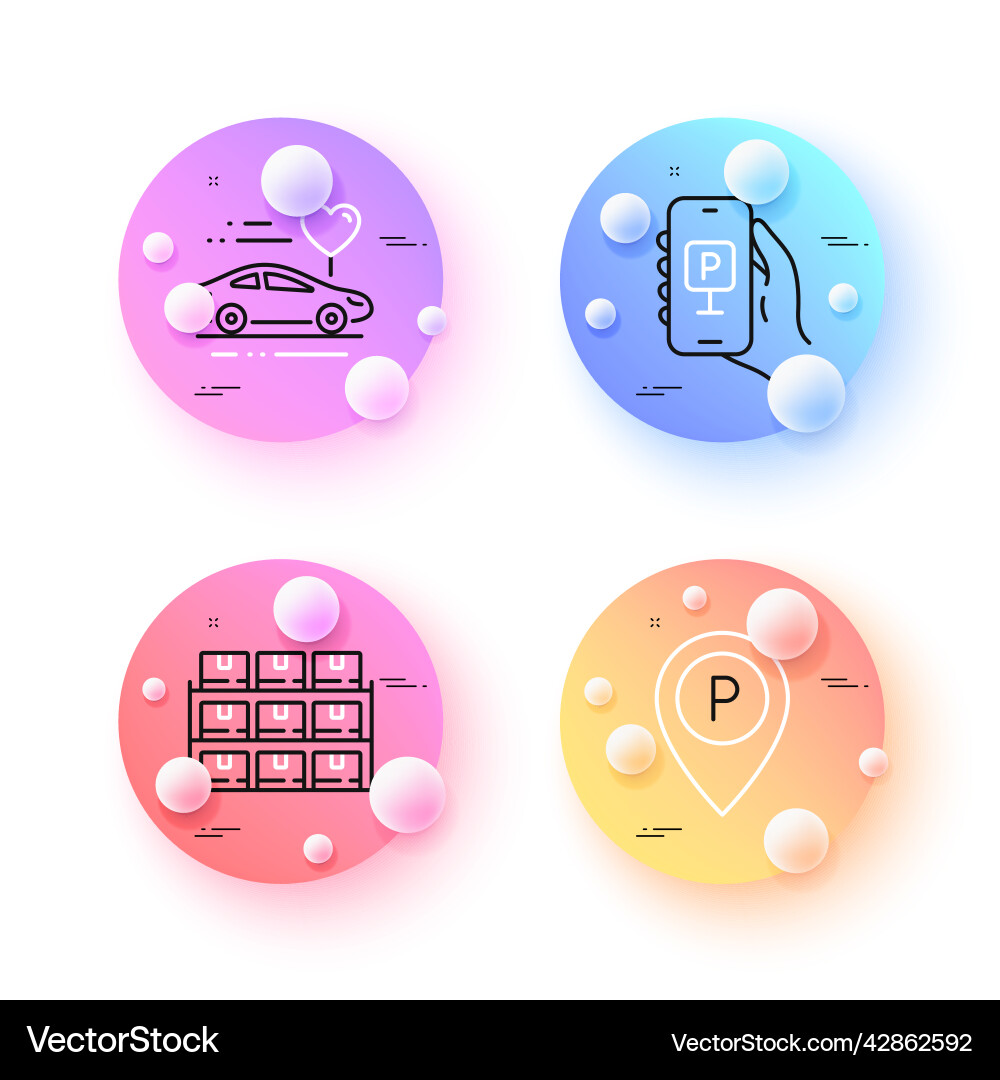 Parking app and boxes shelf minimal line Parking app and boxes shelf minimal line vector image
